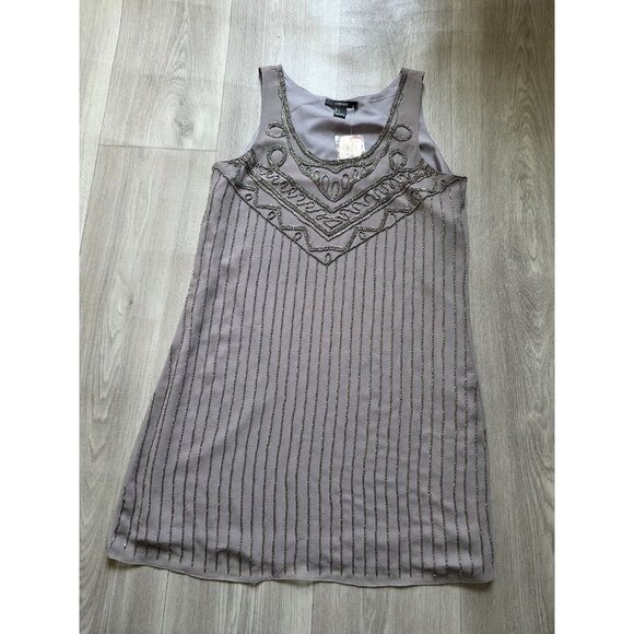 Forever 21 Grey/Silver Beaded Short Sleeveless Dress S NWT - Picture 6 of 10